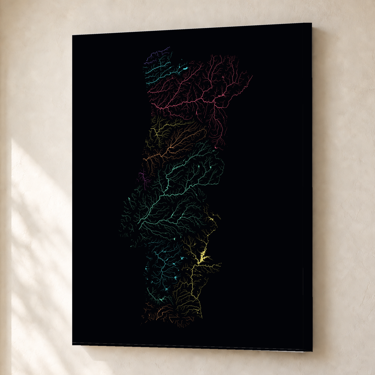 Beautiful Rivers — Portugal — Neon por território, Canvas · 30 × 40 cm, Sem margem