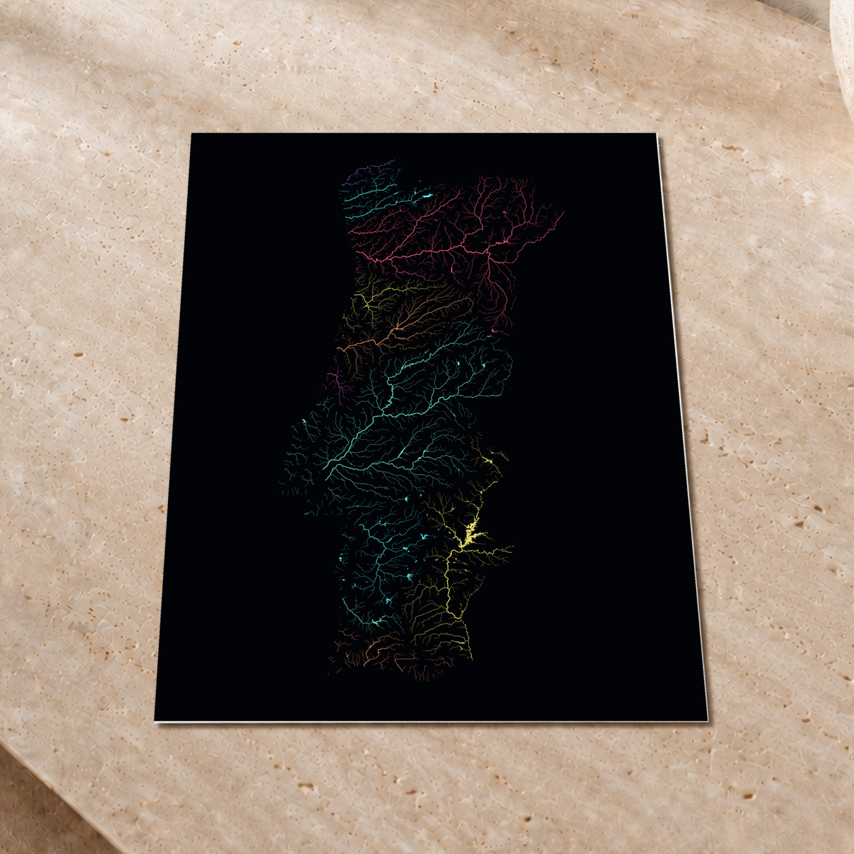 Beautiful Rivers — Portugal — Neon por território, Impressão fine art · 30 × 40 cm, Sem margem
