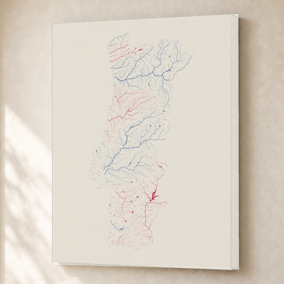 Beautiful Rivers — Portugal — Risografia, Canvas · 45 × 60 cm, Sem margem