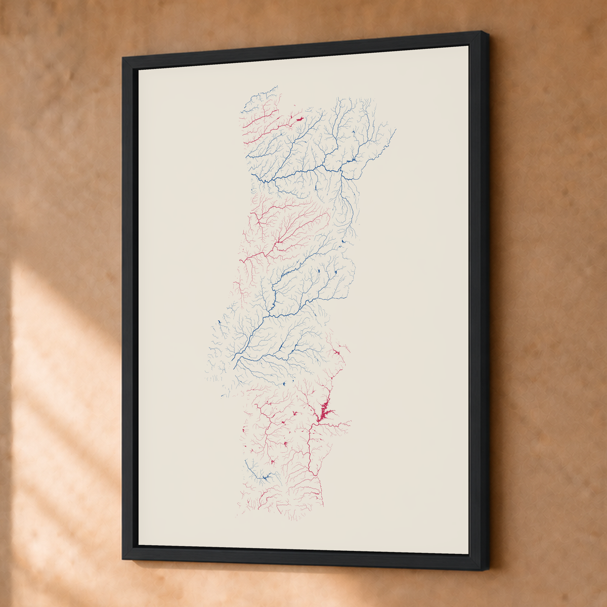 Beautiful Rivers — Portugal — Risografia, Fine art emoldurado · 30 × 40 cm, Preto · Sem margem