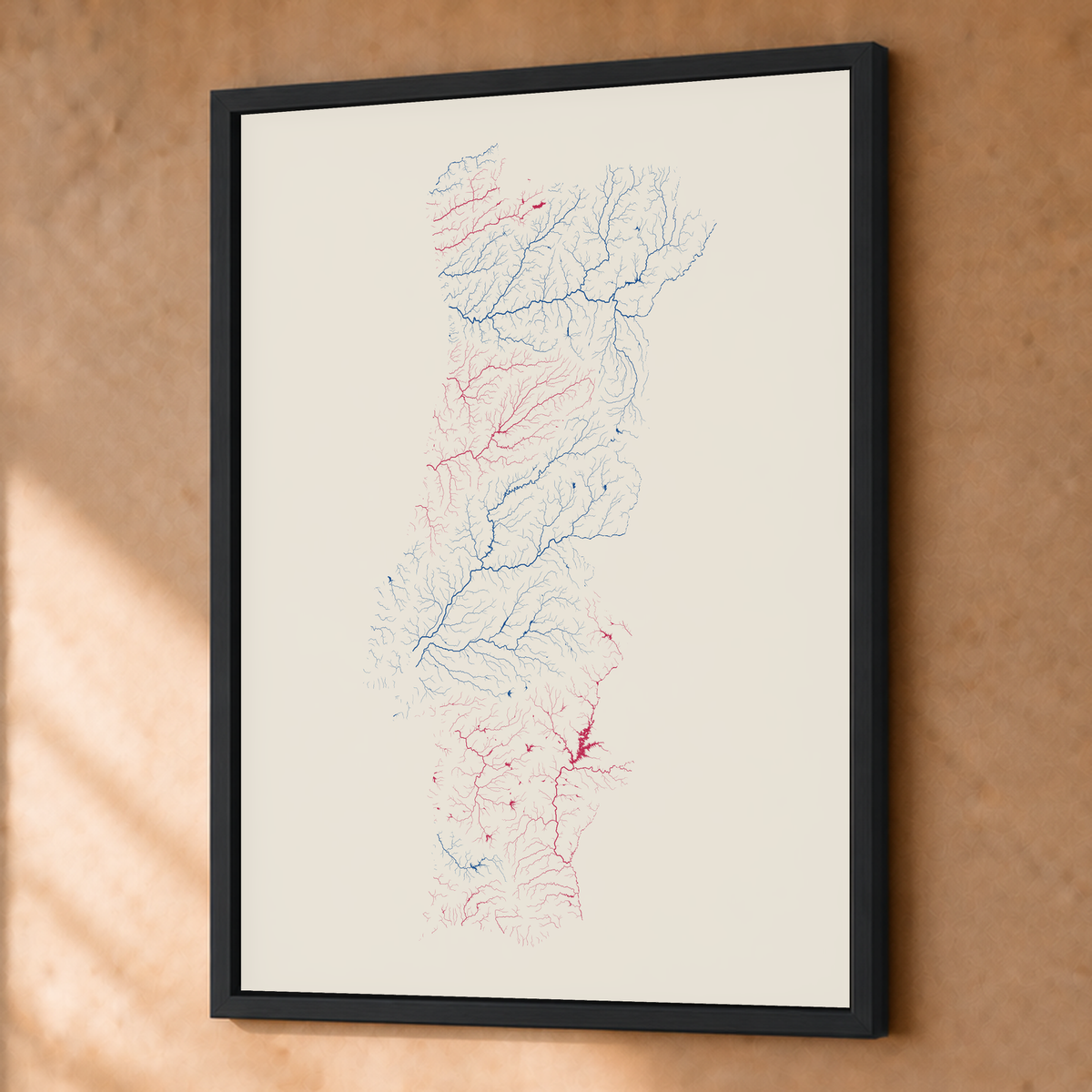 Beautiful Rivers — Portugal — Risografia, Fine art emoldurado · 45 × 60 cm, Preto · Sem margem