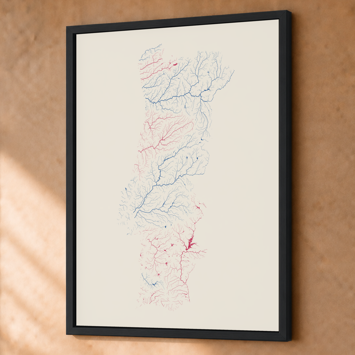 Beautiful Rivers — Portugal — Risografia, Fine art emoldurado · 60 × 80 cm, Preto · Sem margem