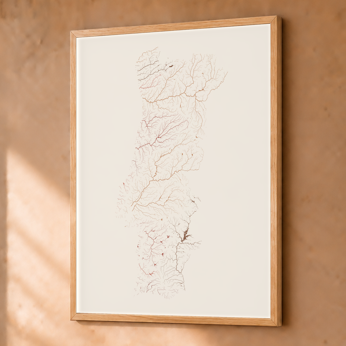 Beautiful Rivers — Portugal — Terracota e areia, Fine art emoldurado · 45 × 60 cm, Natural · Sem margem