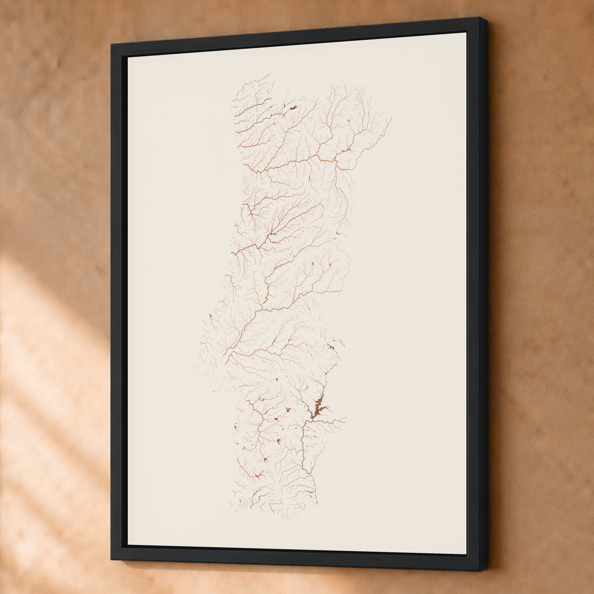 Beautiful Rivers — Portugal — Terracota e areia, Fine art emoldurado · 60 × 80 cm, Preto · Sem margem