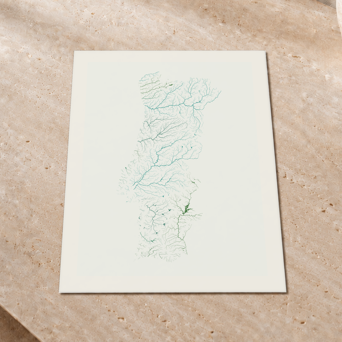 Beautiful Rivers — Portugal — Verde jade e porcelana, Impressão fine art · 45 × 60 cm, Margem branca