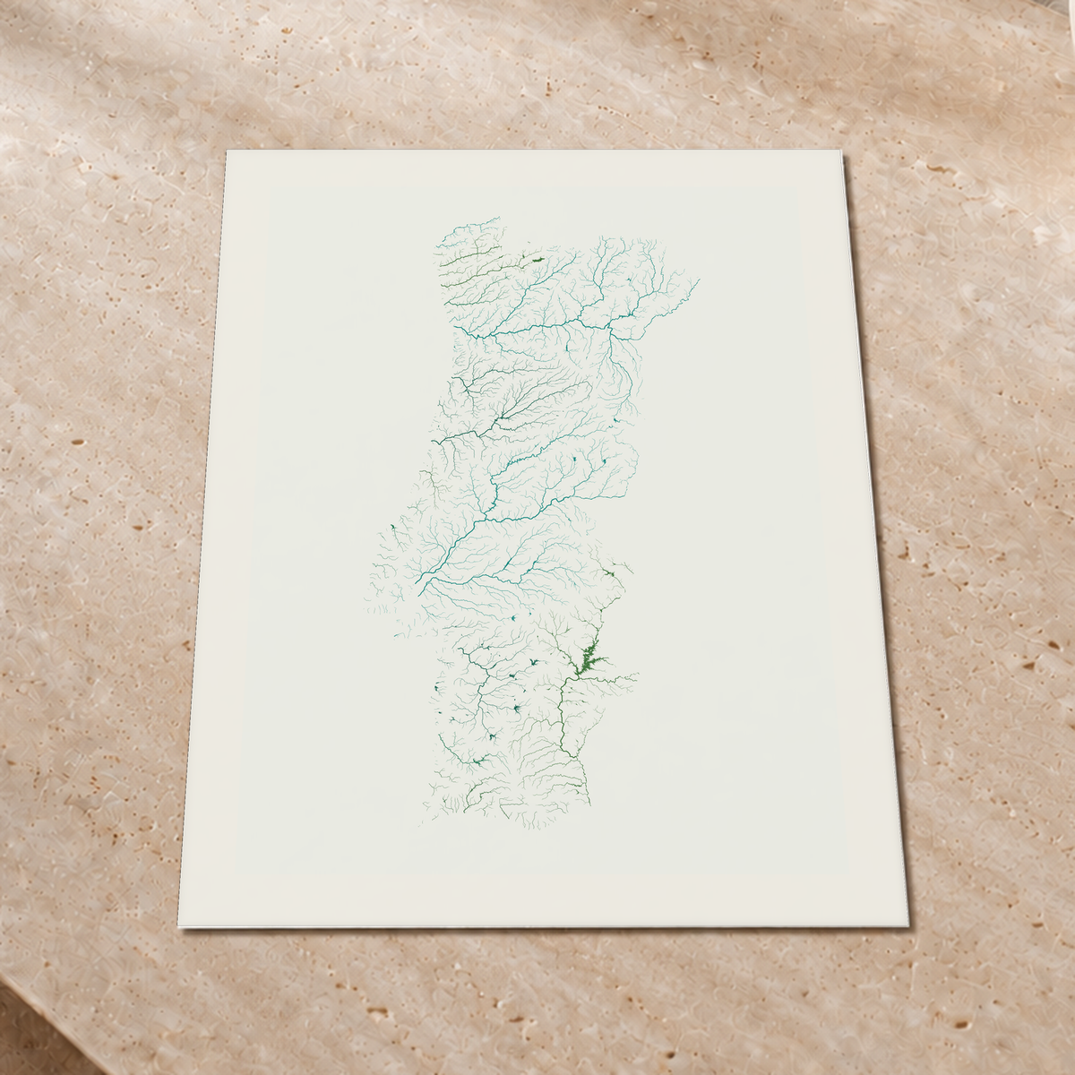 Beautiful Rivers — Portugal — Verde jade e porcelana, Impressão fine art · 60 × 80 cm, Margem branca