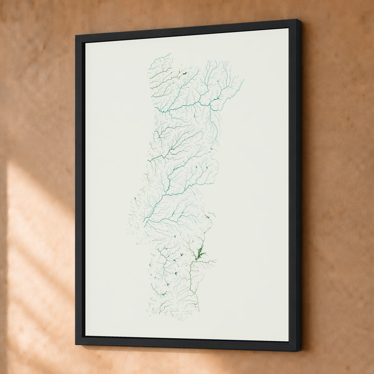 Beautiful Rivers — Portugal — Verde jade e porcelana, Fine art emoldurado · 30 × 40 cm, Preto · Sem margem