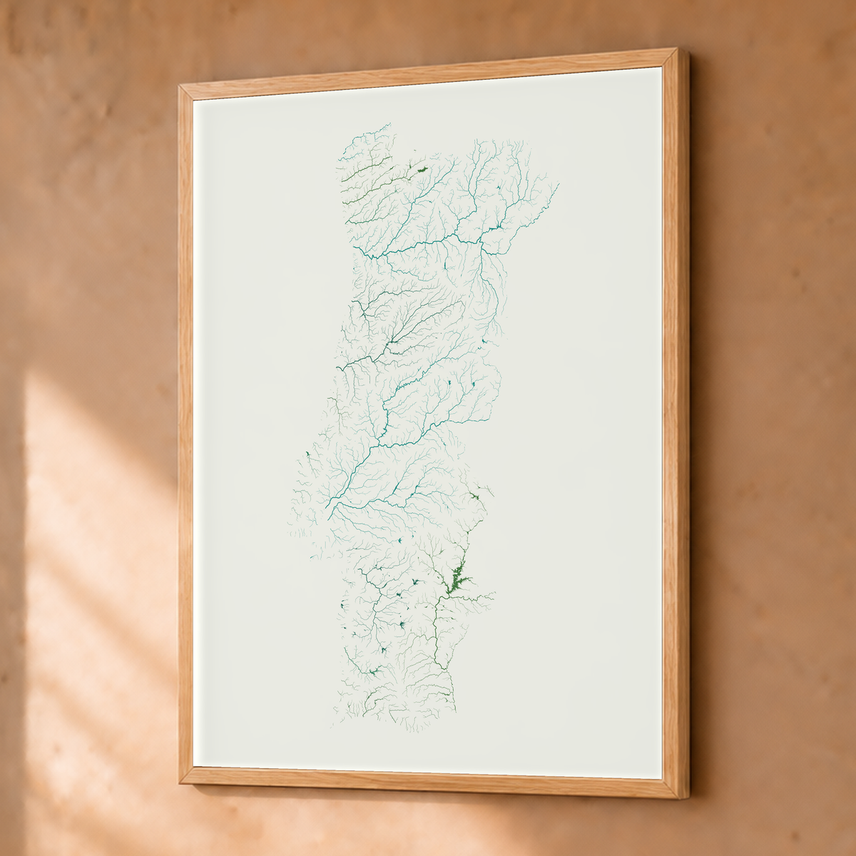 Beautiful Rivers — Portugal — Verde jade e porcelana, Fine art emoldurado · 30 × 40 cm, Natural · Sem margem