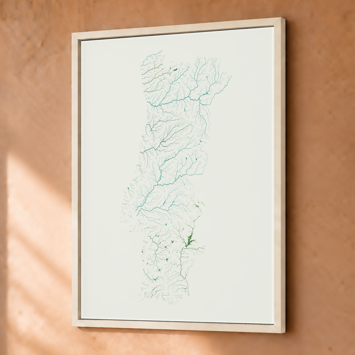 Beautiful Rivers — Portugal — Verde jade e porcelana, Fine art emoldurado · 30 × 40 cm, Branco · Sem margem