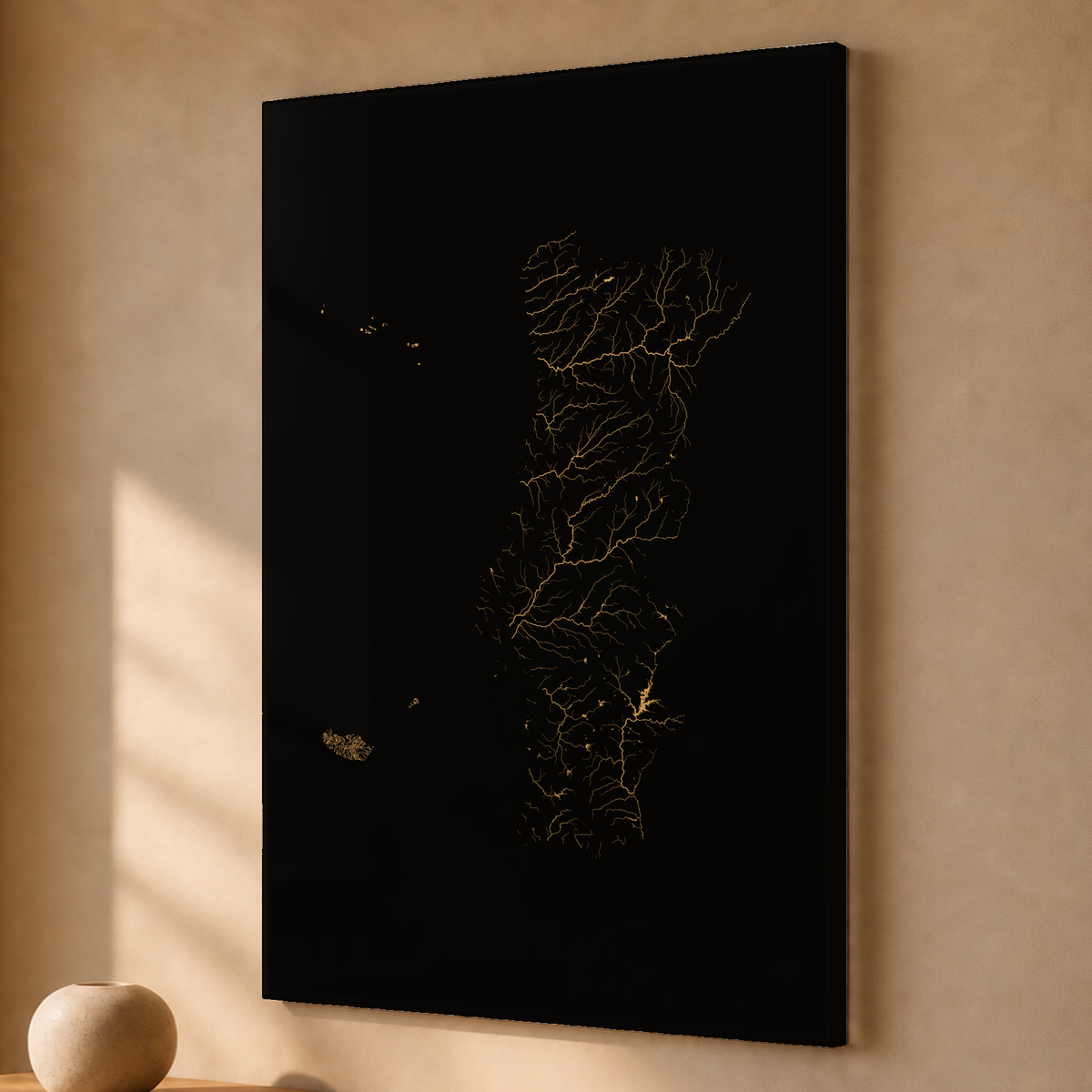 水系図 — ポルトガル（諸島を含む）, 銅, アクリルプリント, 40 × 60 cm, 上質なインテリア空間に展示