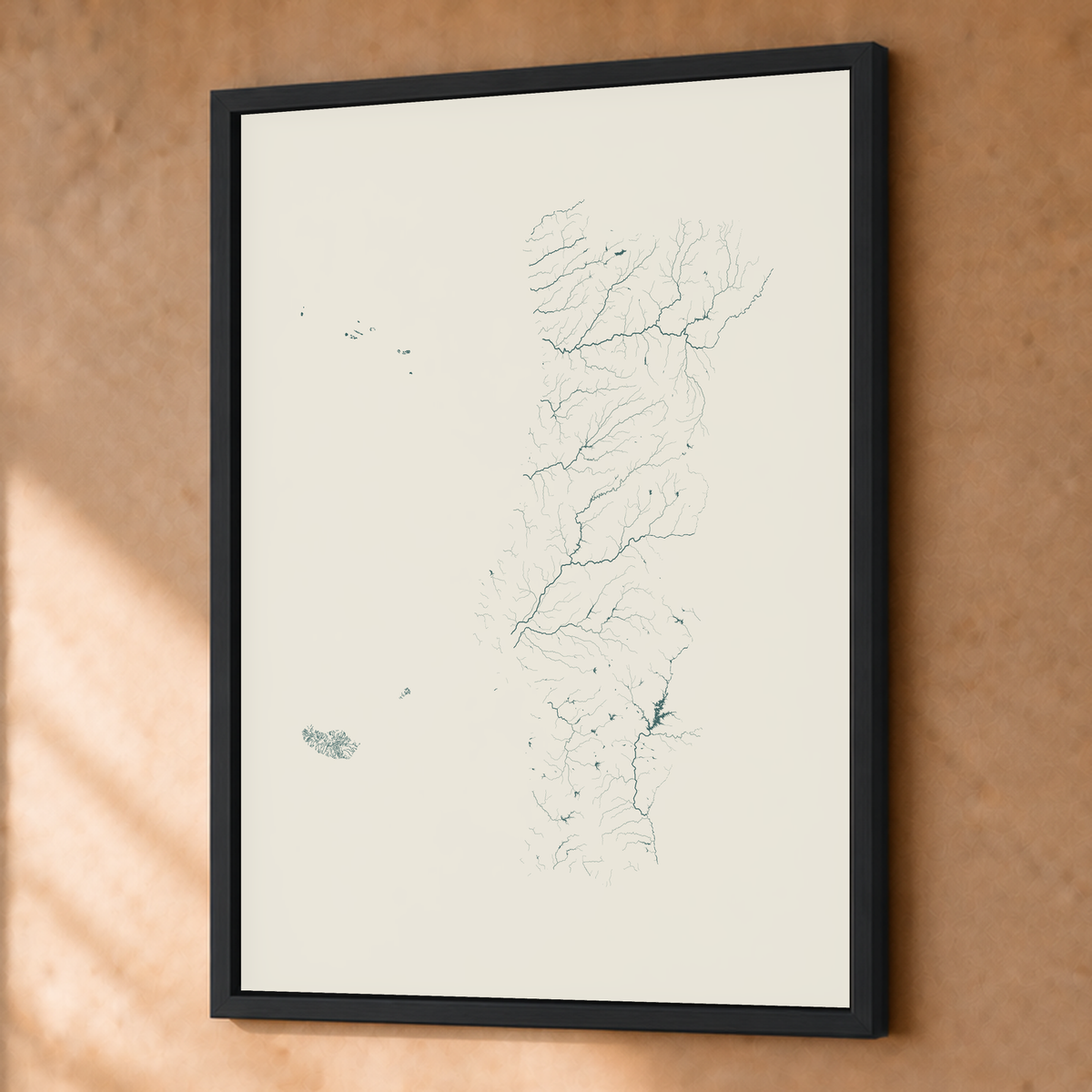 Beautiful Rivers — Portugal com Ilhas — Natural e luminosa, Fine art emoldurado · 45 × 60 cm, Preto · Sem margem