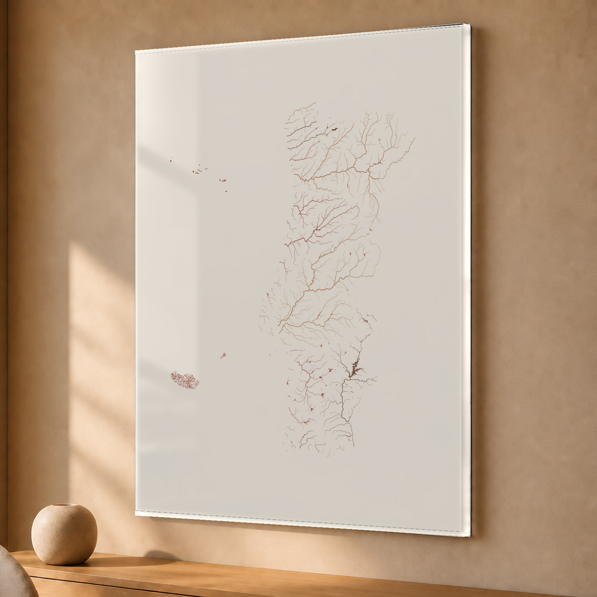Beautiful Rivers — Portugal com Ilhas — Terracota e areia, Acrílico · 30 × 40 cm, Sem margem