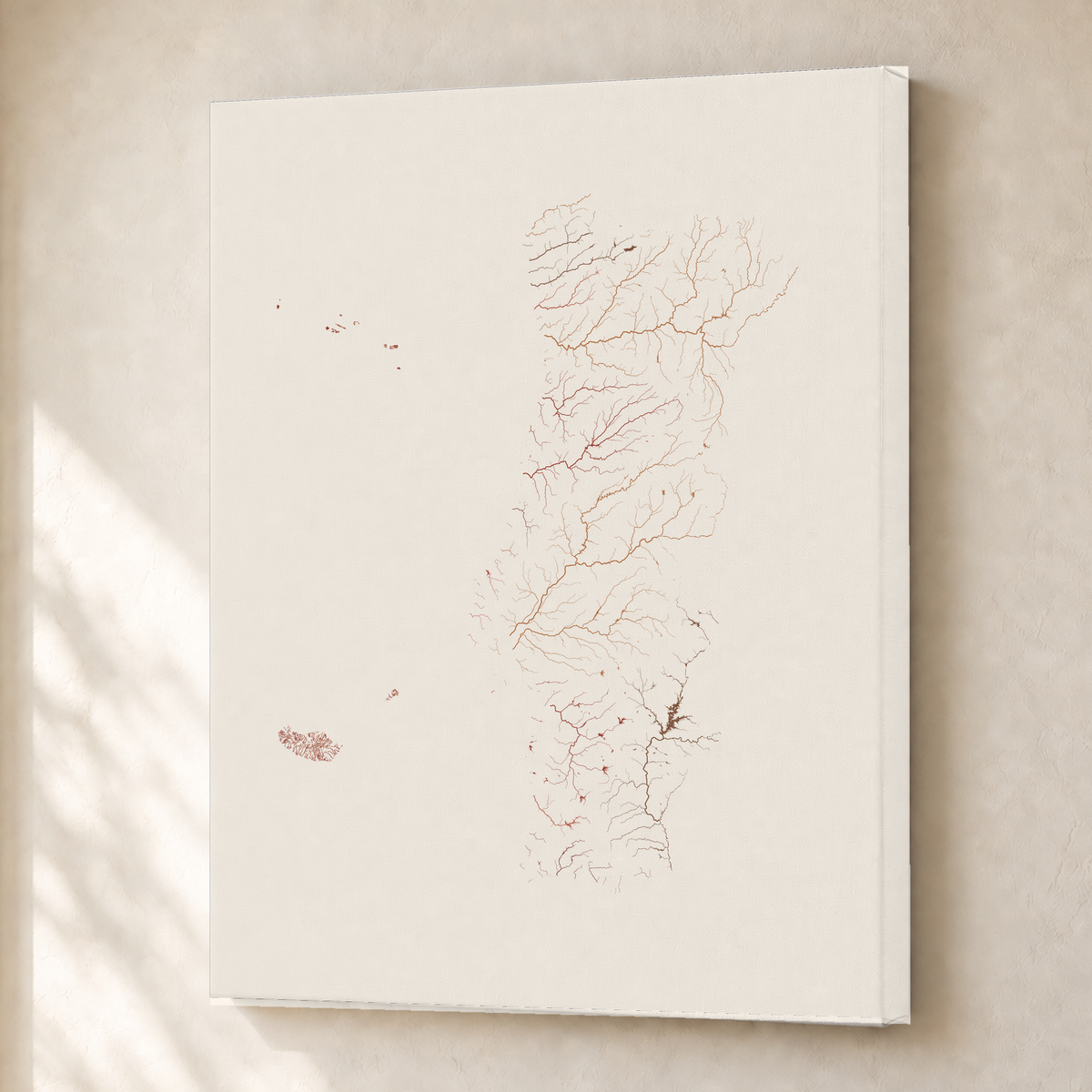Beautiful Rivers — Portugal com Ilhas — Terracota e areia, Canvas · 30 × 40 cm, Sem margem