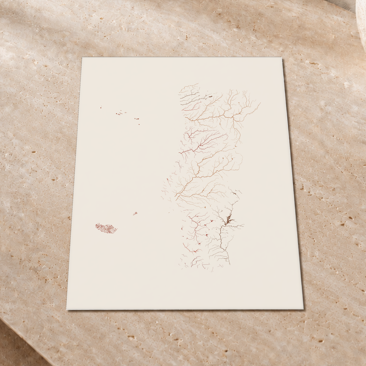 Beautiful Rivers — Portugal com Ilhas — Terracota e areia, Impressão fine art · 30 × 40 cm, Sem margem