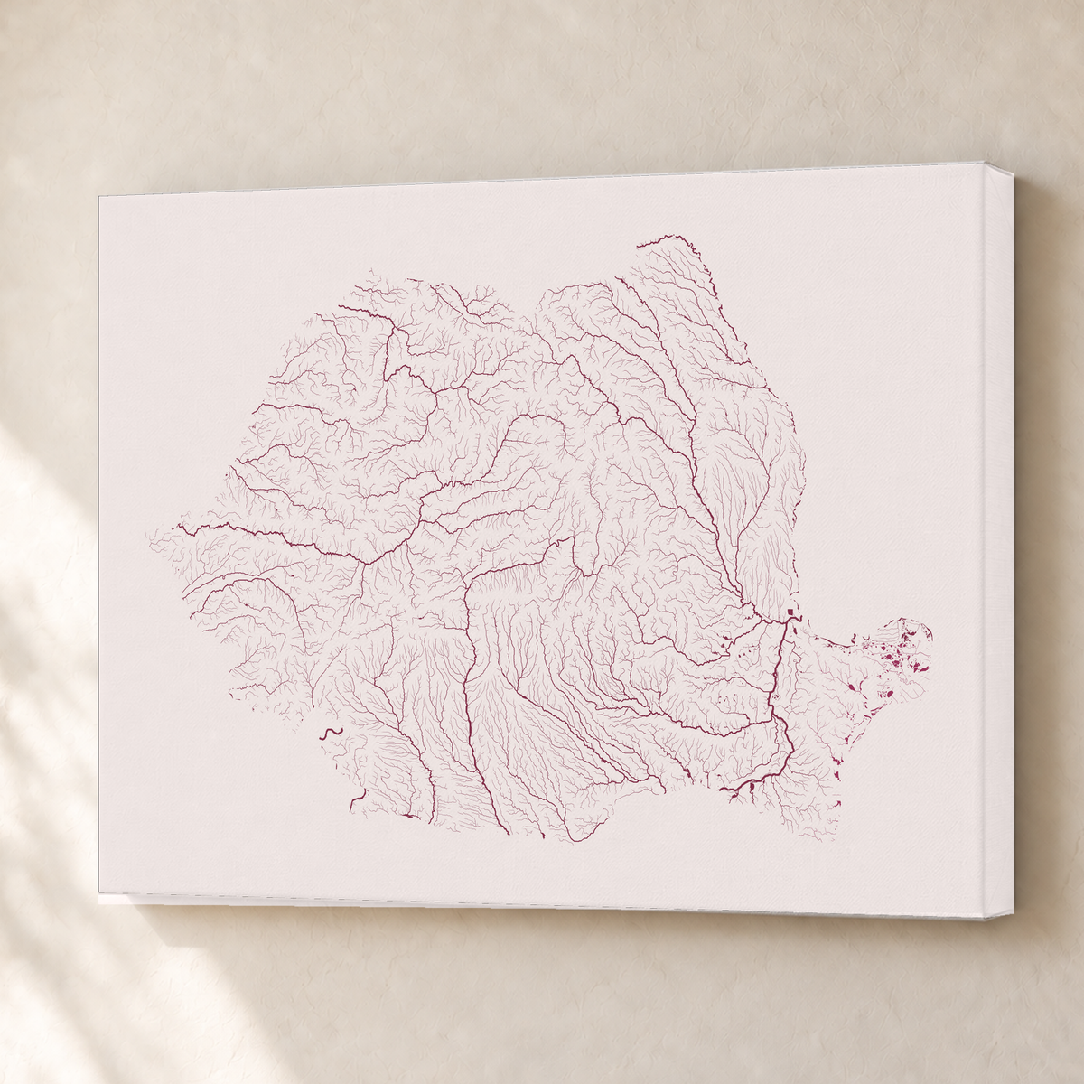 Beautiful Rivers — Roménia — Ameixa e rosé, Canvas · 45 × 60 cm, Sem margem