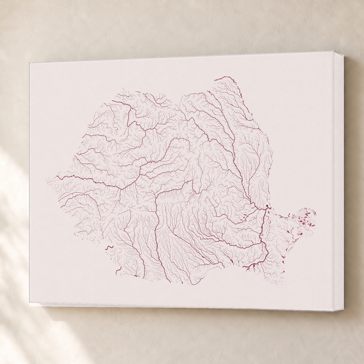 Beautiful Rivers — Roménia — Ameixa e rosé, Canvas · 60 × 80 cm, Sem margem