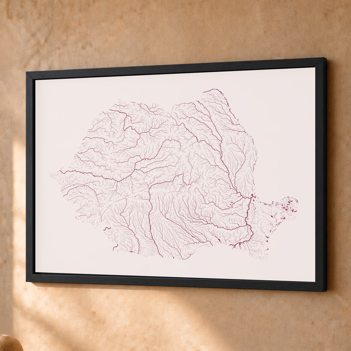 Beautiful Rivers — Roménia — Ameixa e rosé, Fine art emoldurado · 45 × 60 cm, Preto · Sem margem