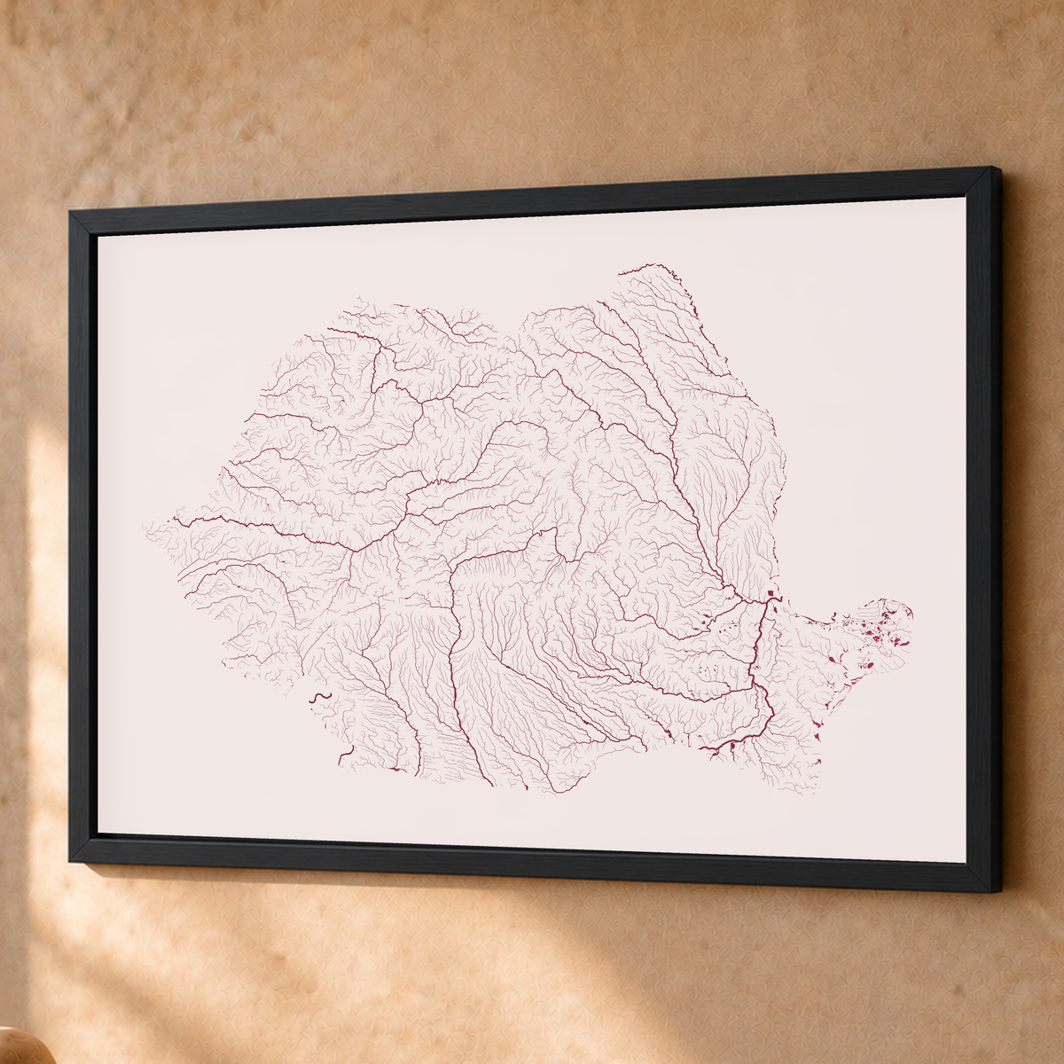 Beautiful Rivers — Roménia — Ameixa e rosé, Fine art emoldurado · 60 × 80 cm, Preto · Sem margem
