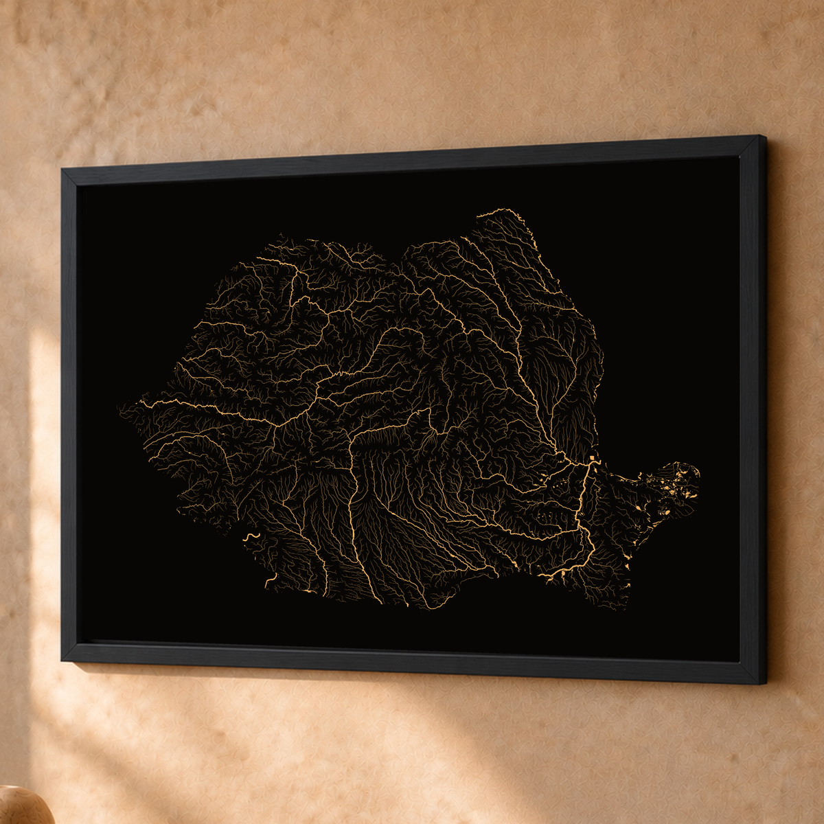 Beautiful Rivers — Roménia — Cobre, Fine art emoldurado · 45 × 60 cm, Preto · Sem margem