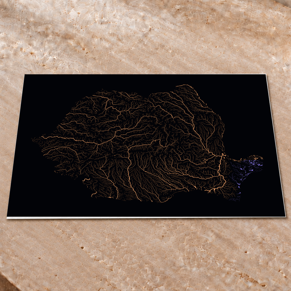 Beautiful Rivers — Roménia — Neon por território, Impressão fine art · 60 × 80 cm, Sem margem