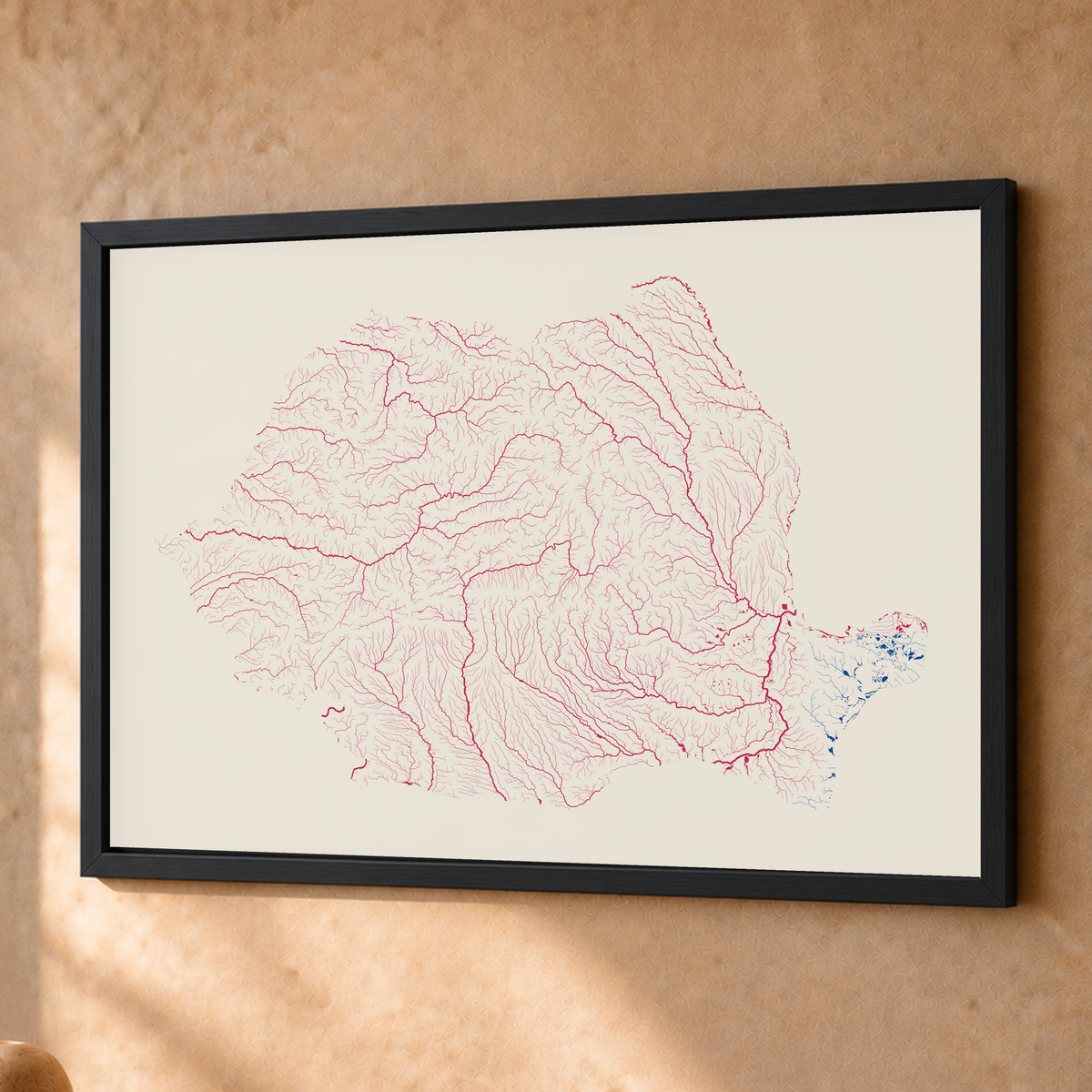 Beautiful Rivers — Roménia — Risografia, Fine art emoldurado · 45 × 60 cm, Preto · Sem margem