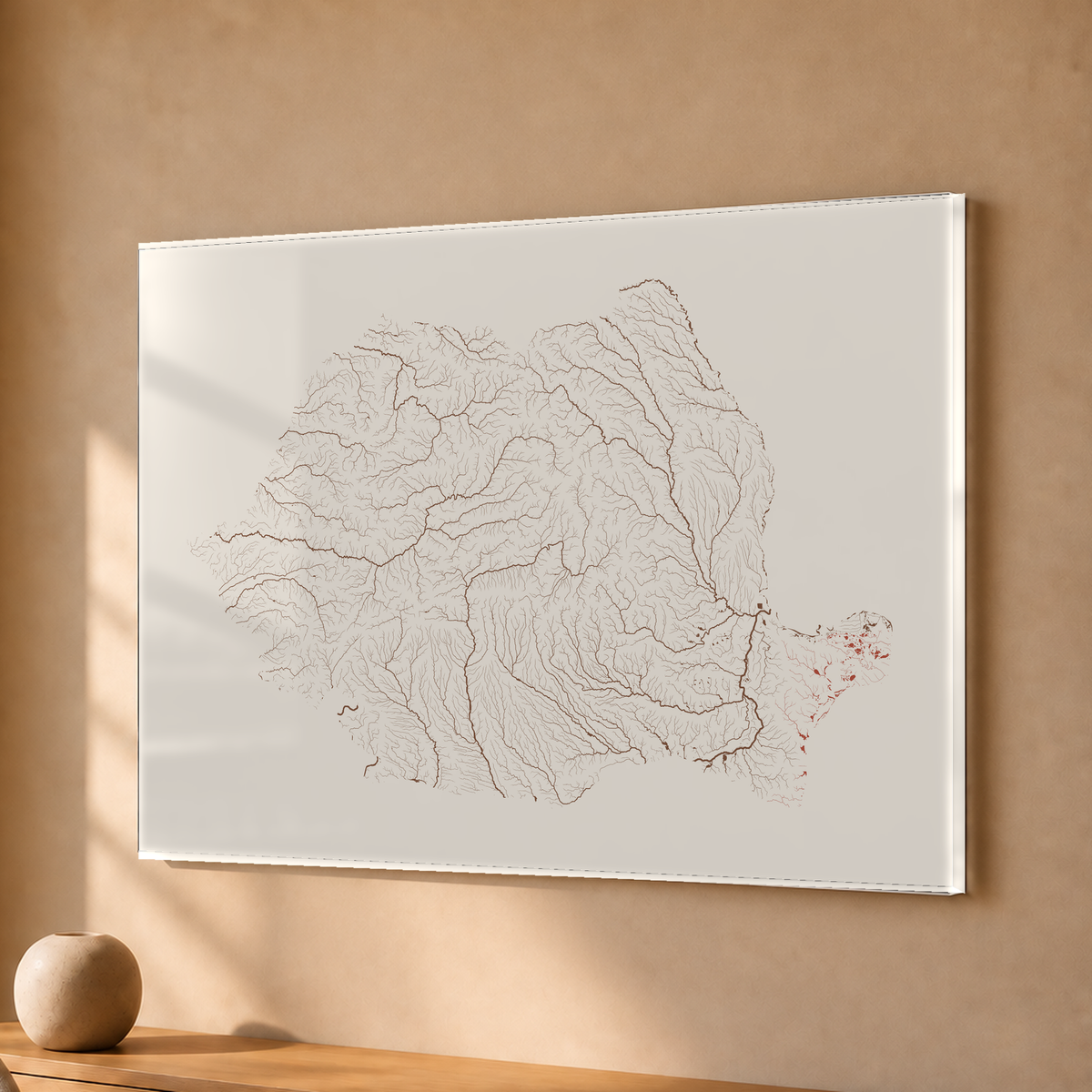 Beautiful Rivers — Roménia — Terracota e areia, Acrílico · 30 × 40 cm, Sem margem