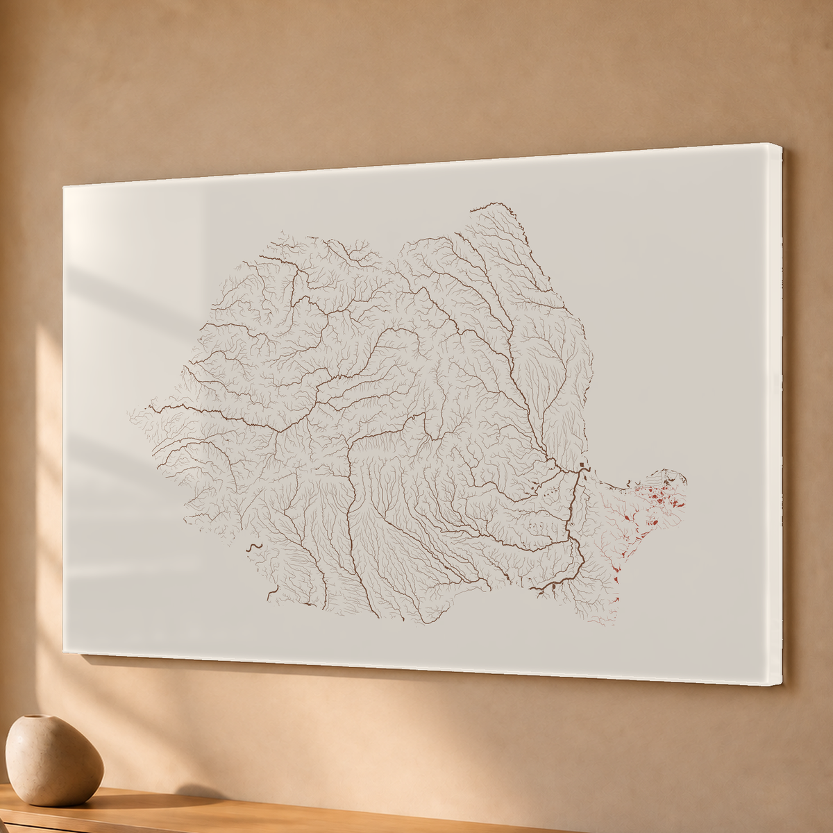 Beautiful Rivers — Roménia — Terracota e areia, Acrílico · 40 × 60 cm, Sem margem