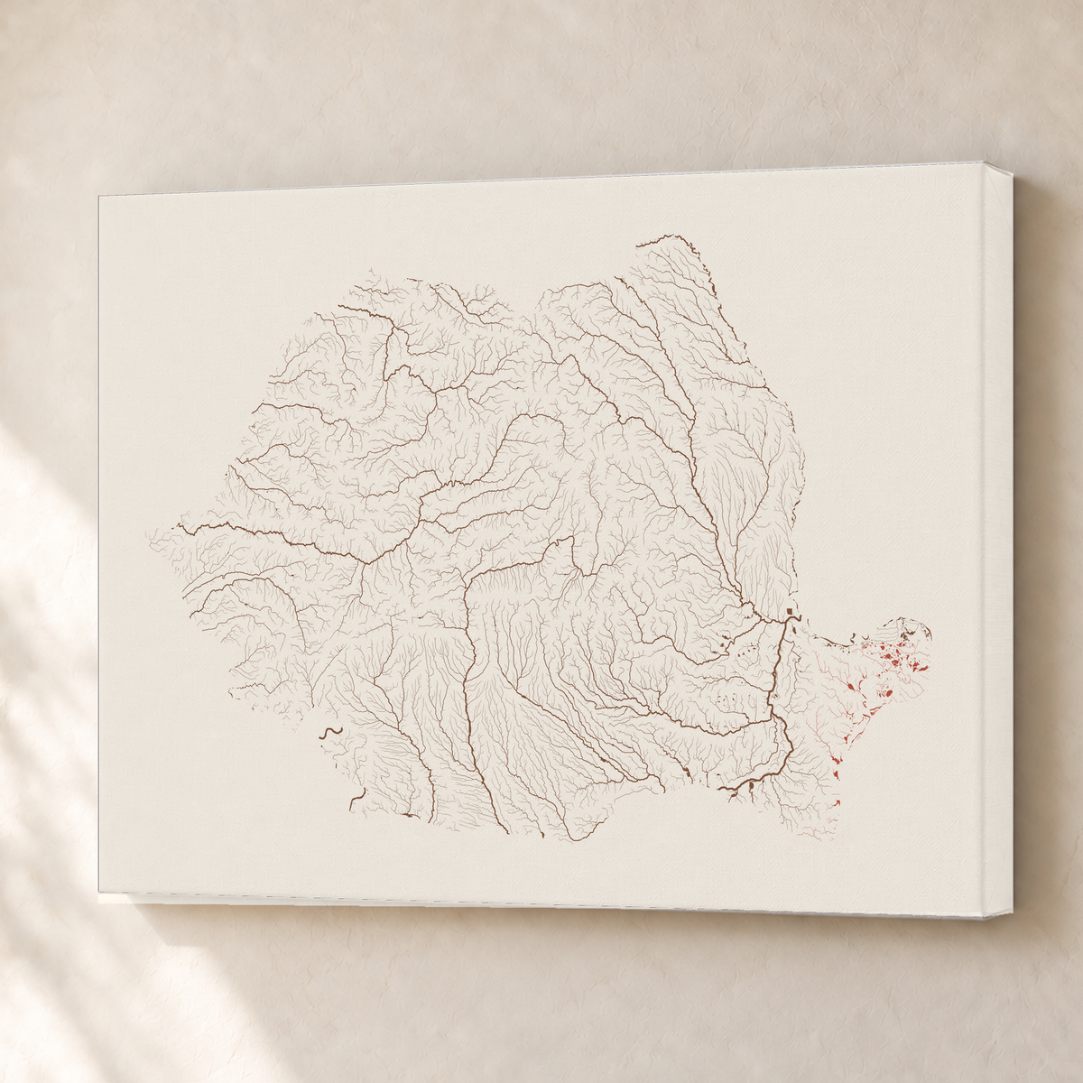 Beautiful Rivers — Roménia — Terracota e areia, Canvas · 45 × 60 cm, Sem margem