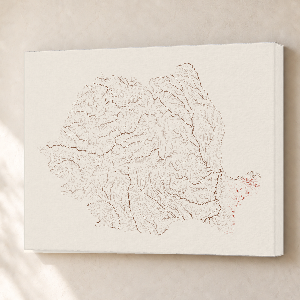 Beautiful Rivers — Roménia — Terracota e areia, Canvas · 60 × 80 cm, Sem margem