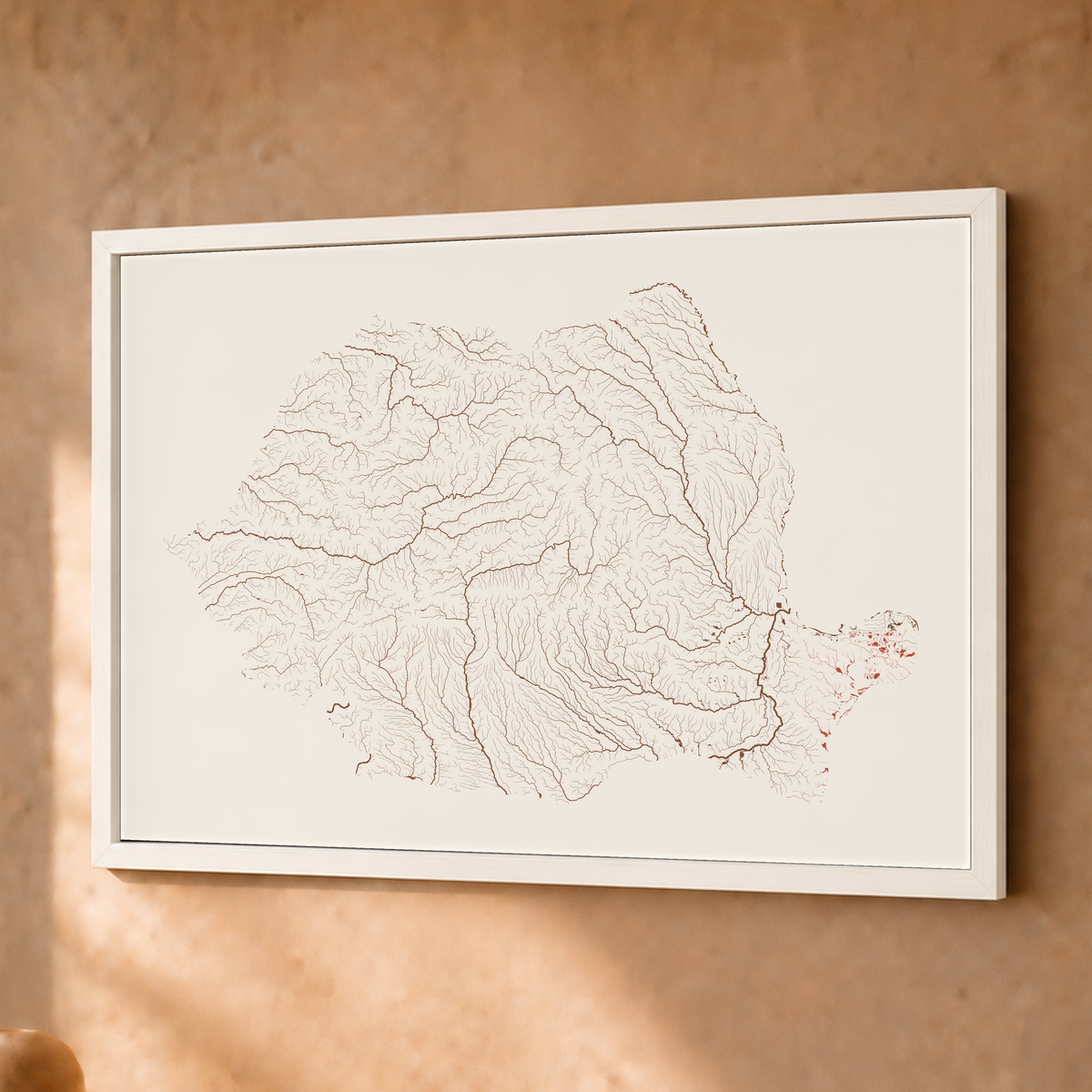 Beautiful Rivers — Roménia — Terracota e areia, Fine art emoldurado · 30 × 40 cm, Branco · Sem margem