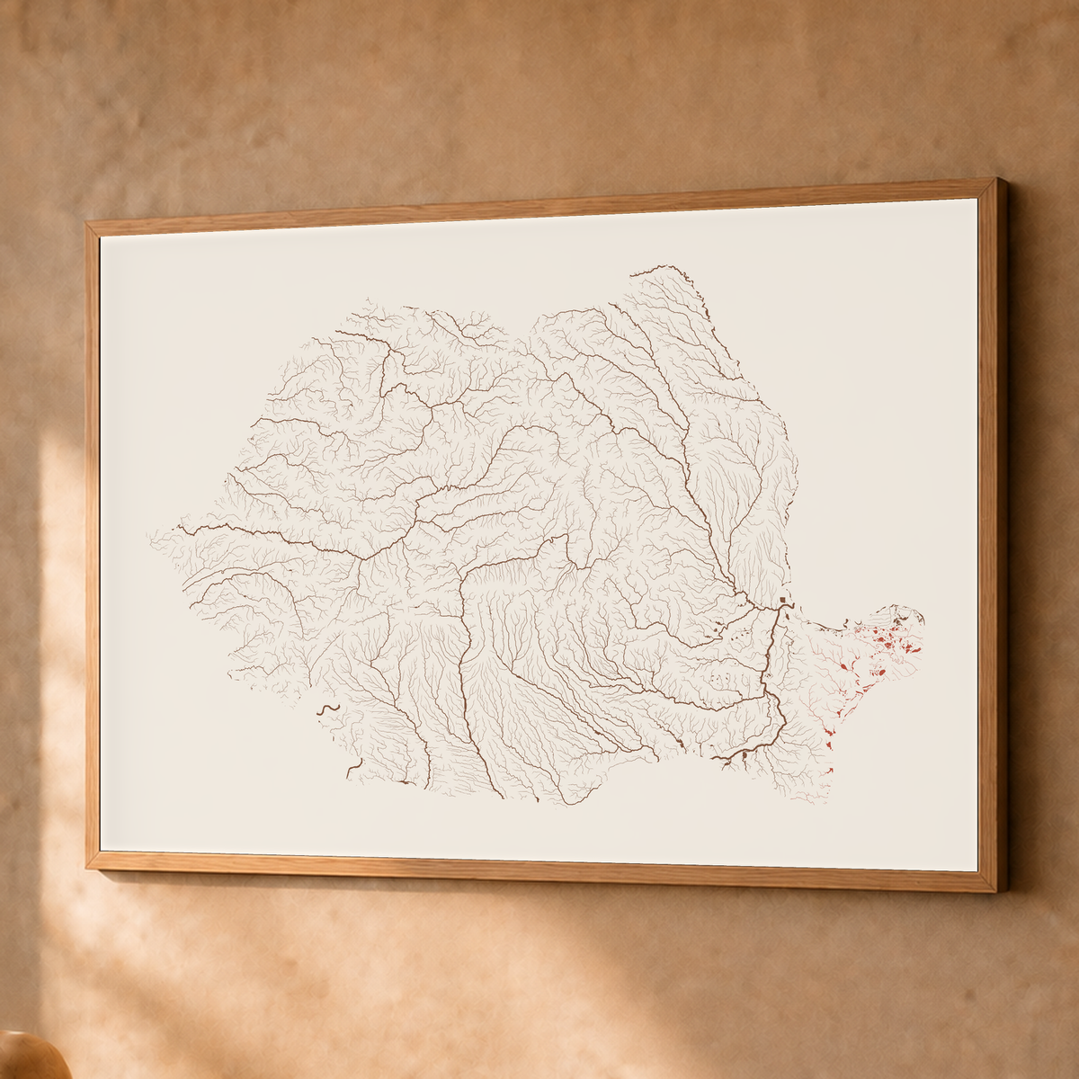 Beautiful Rivers — Roménia — Terracota e areia, Fine art emoldurado · 60 × 80 cm, Natural · Sem margem