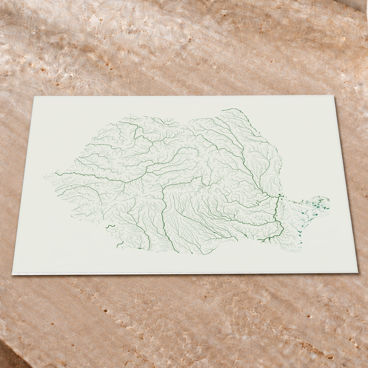 Beautiful Rivers — Roménia — Verde jade e porcelana, Impressão fine art · 45 × 60 cm, Sem margem
