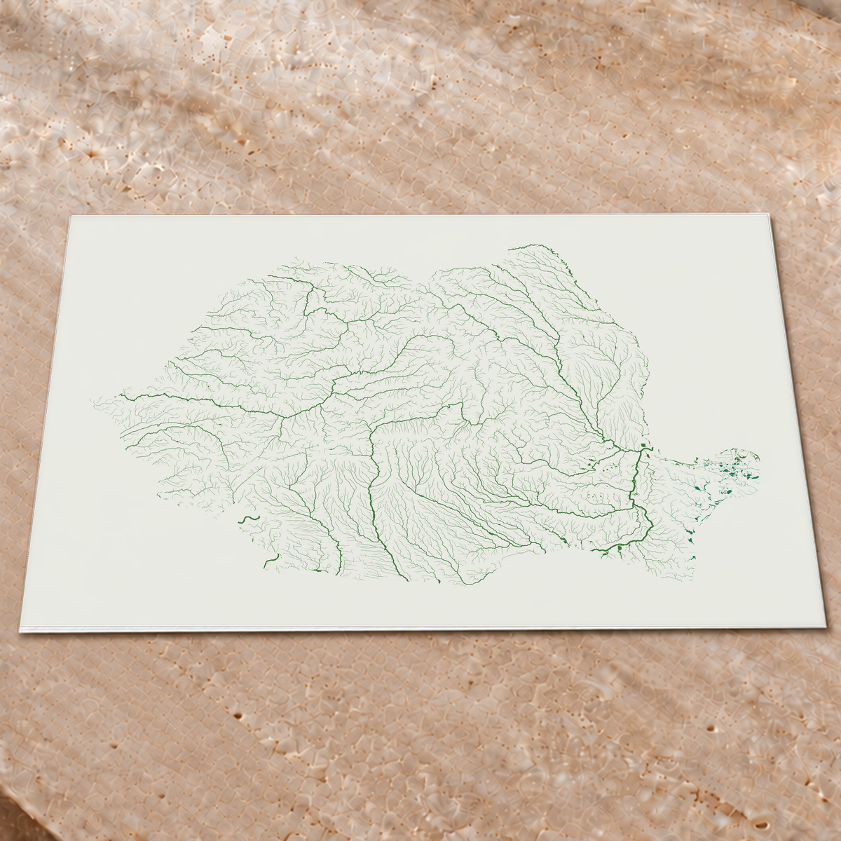 Beautiful Rivers — Roménia — Verde jade e porcelana, Impressão fine art · 60 × 80 cm, Sem margem