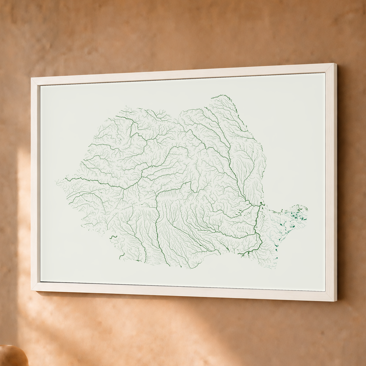 Beautiful Rivers — Roménia — Verde jade e porcelana, Fine art emoldurado · 30 × 40 cm, Branco · Sem margem