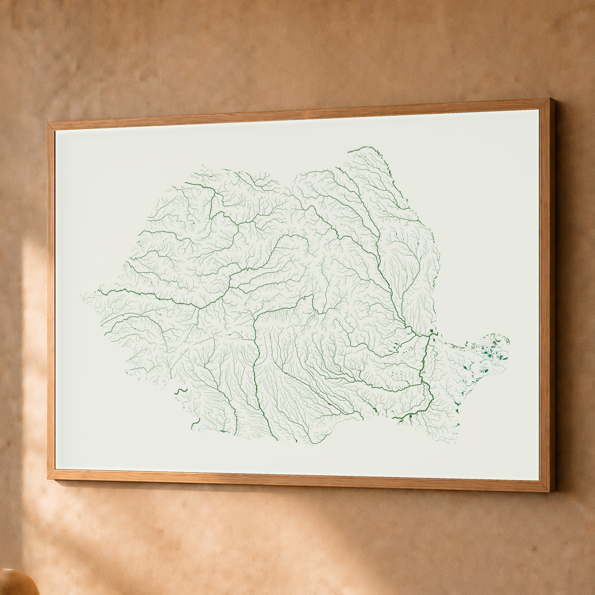 Beautiful Rivers — Roménia — Verde jade e porcelana, Fine art emoldurado · 60 × 80 cm, Natural · Sem margem