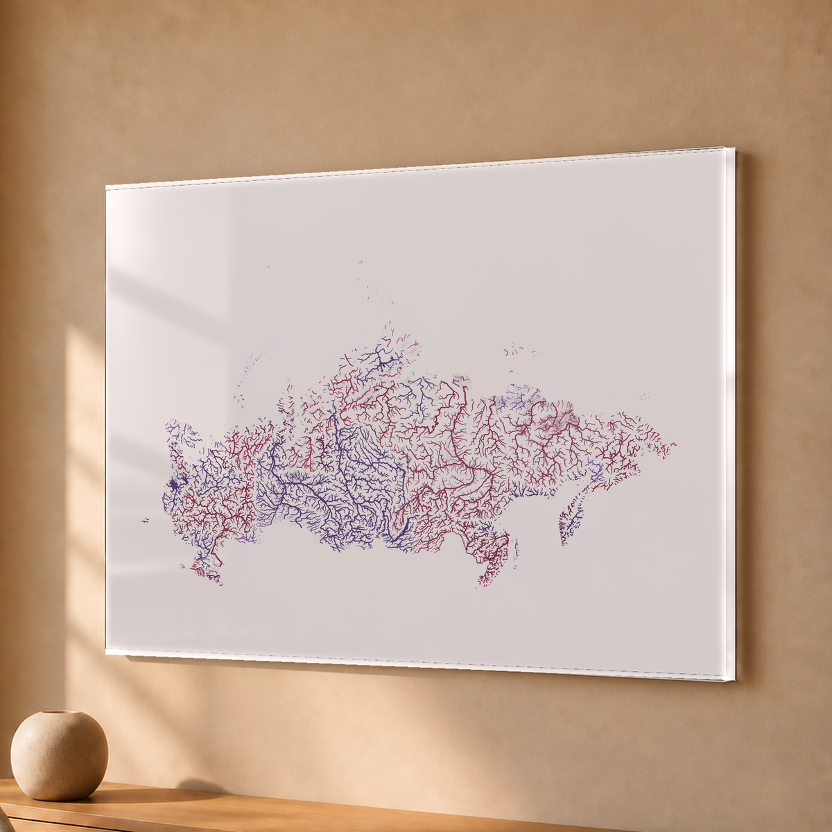 Beautiful Rivers — Rússia — Ameixa e rosé, Acrílico · 30 × 40 cm, Sem margem