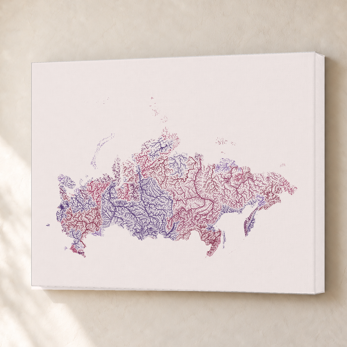 Beautiful Rivers — Rússia — Ameixa e rosé, Canvas · 45 × 60 cm, Sem margem