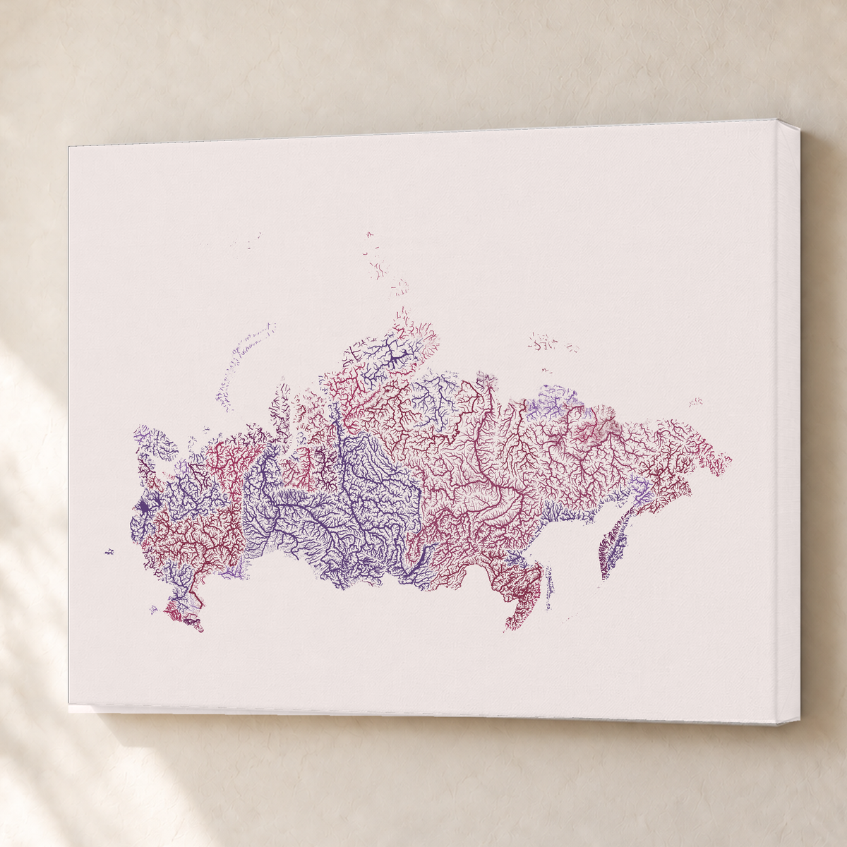 Beautiful Rivers — Rússia — Ameixa e rosé, Canvas · 60 × 80 cm, Sem margem