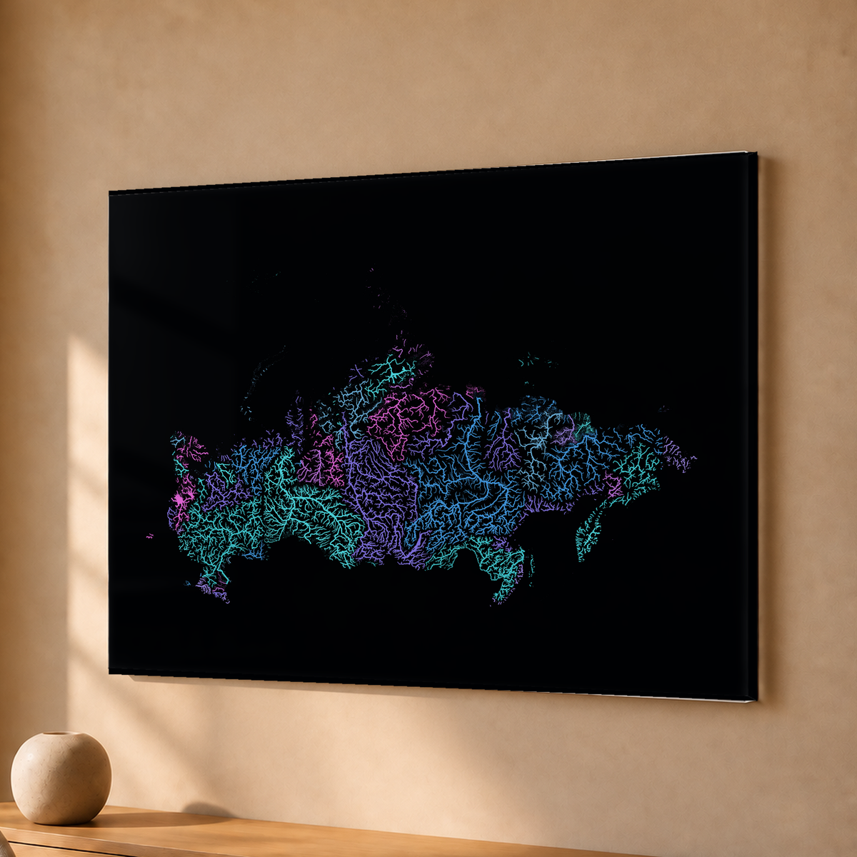 Beautiful Rivers — Rússia — Neon hidrográfico, Acrílico · 30 × 40 cm, Sem margem
