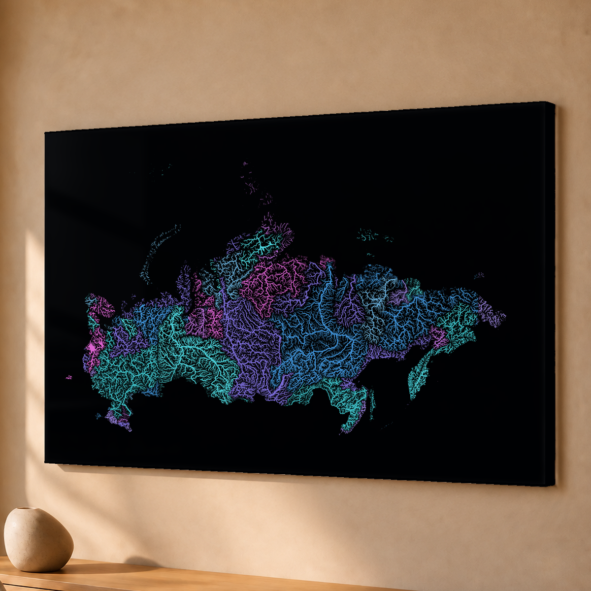Beautiful Rivers — Rússia — Neon hidrográfico, Acrílico · 40 × 60 cm, Sem margem