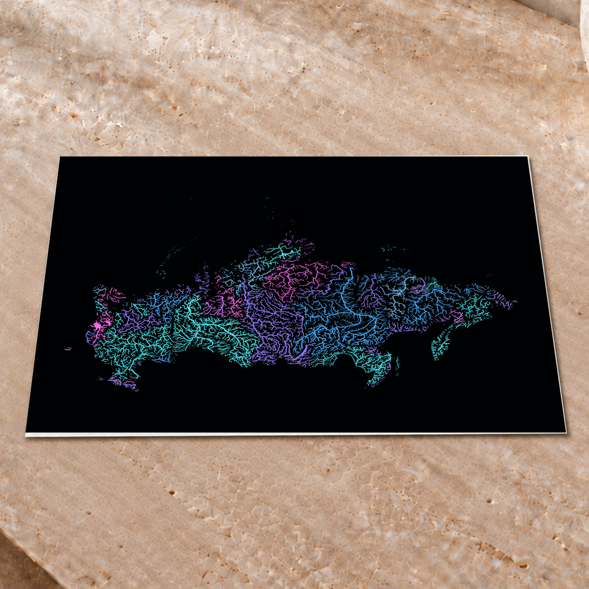 Beautiful Rivers — Rússia — Neon hidrográfico, Impressão fine art · 30 × 40 cm, Sem margem