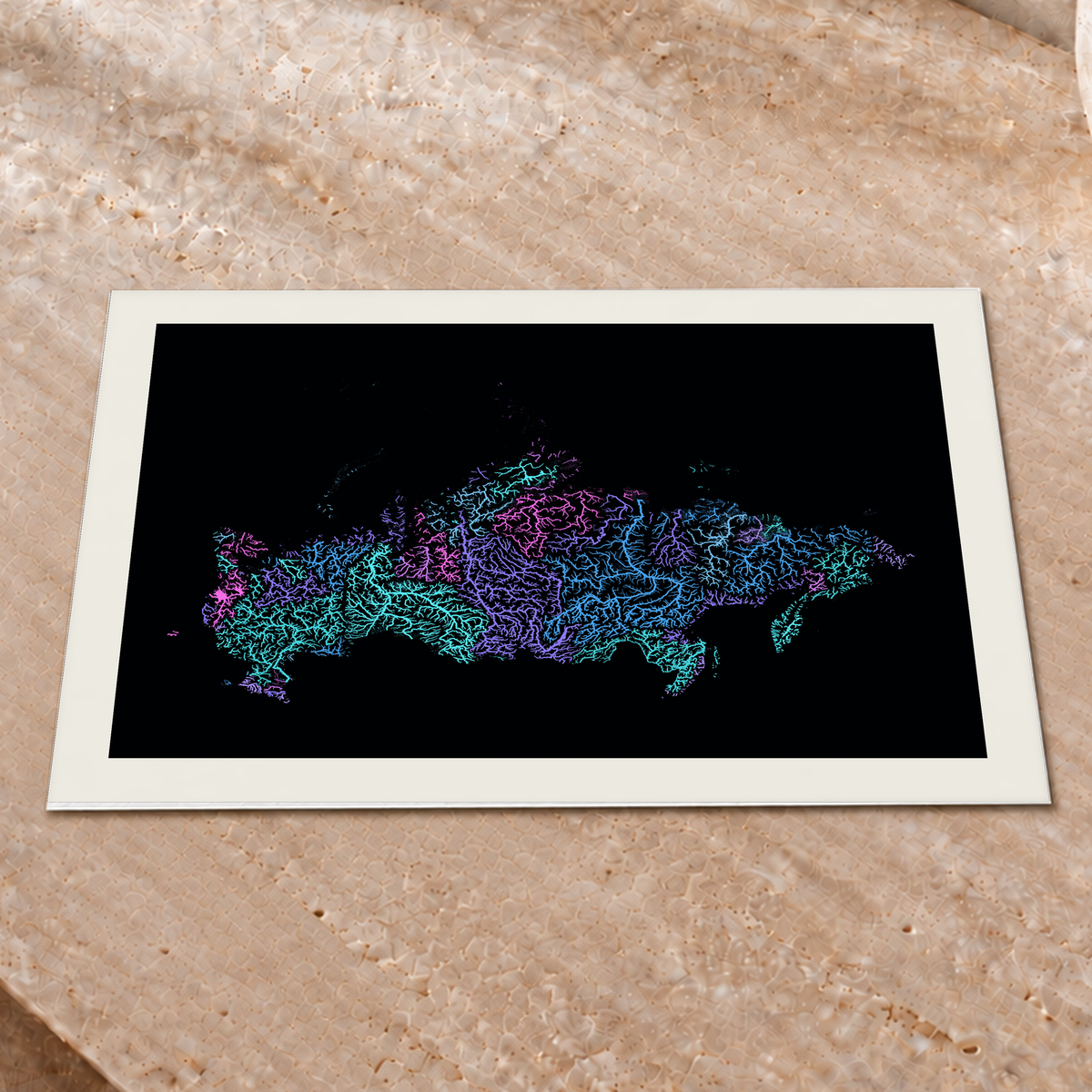 Beautiful Rivers — Rússia — Neon hidrográfico, Impressão fine art · 30 × 40 cm, Margem branca