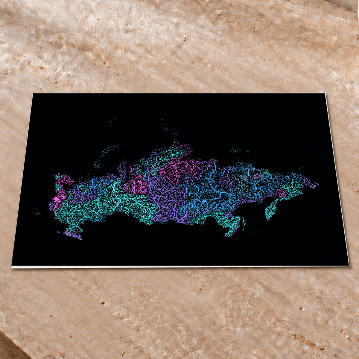 Beautiful Rivers — Rússia — Neon hidrográfico, Impressão fine art · 45 × 60 cm, Sem margem