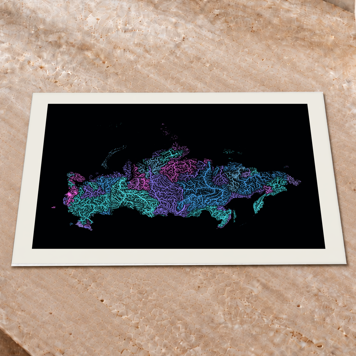 Beautiful Rivers — Rússia — Neon hidrográfico, Impressão fine art · 45 × 60 cm, Margem branca