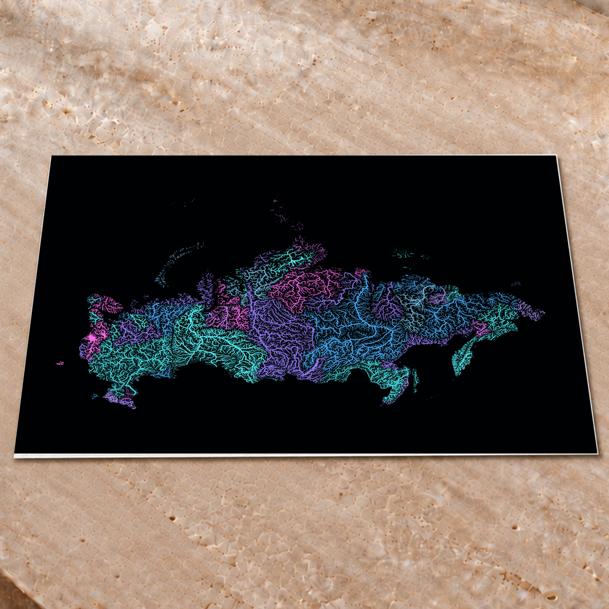 Beautiful Rivers — Rússia — Neon hidrográfico, Impressão fine art · 60 × 80 cm, Sem margem