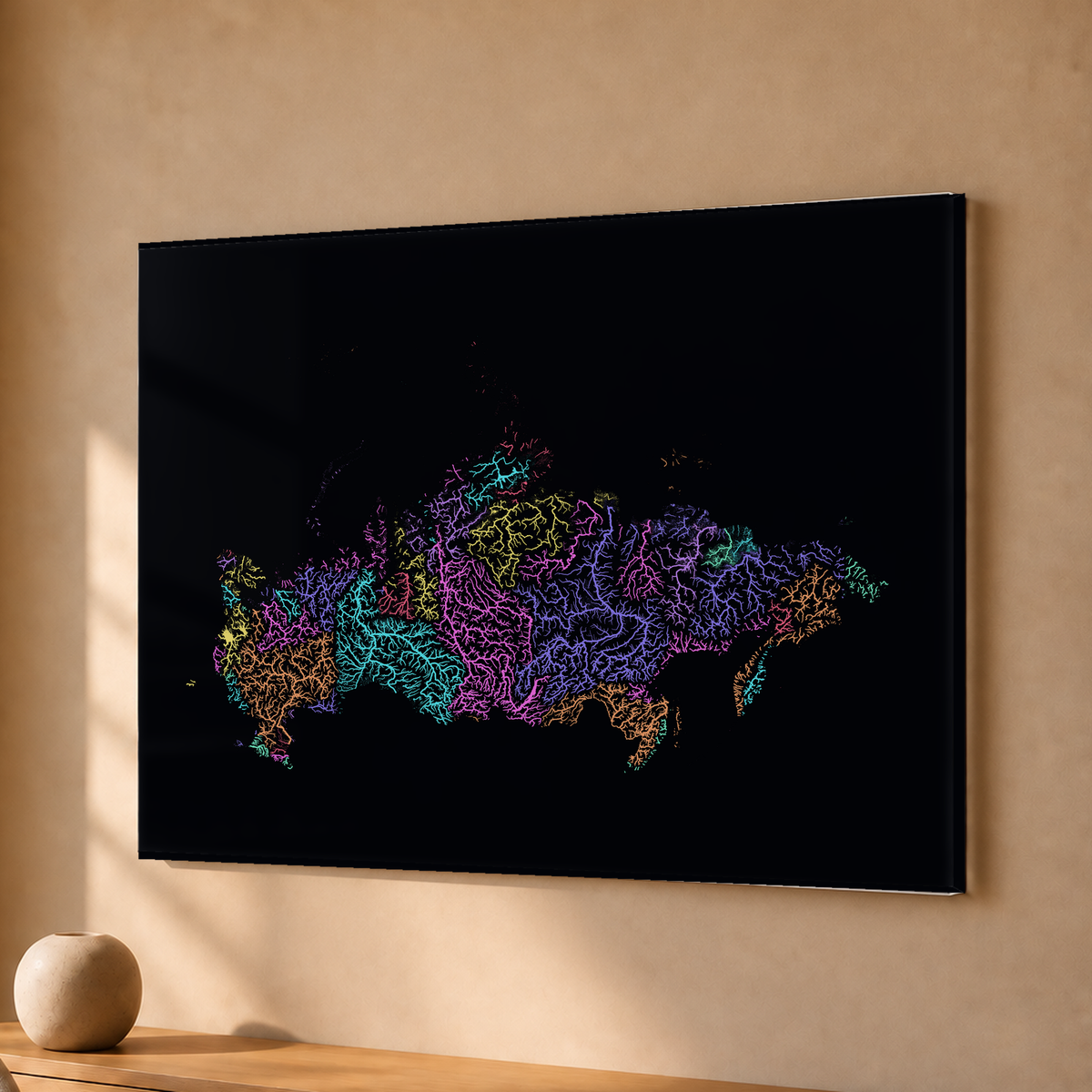 Beautiful Rivers — Rússia — Neon por território, Acrílico · 30 × 40 cm, Sem margem