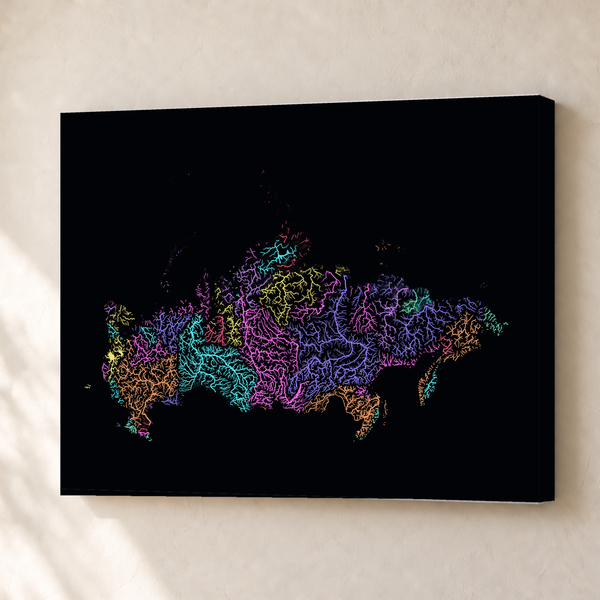 Beautiful Rivers — Rússia — Neon por território, Canvas · 30 × 40 cm, Sem margem