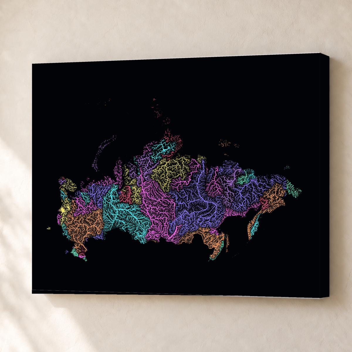 Beautiful Rivers — Rússia — Neon por território, Canvas · 45 × 60 cm, Sem margem