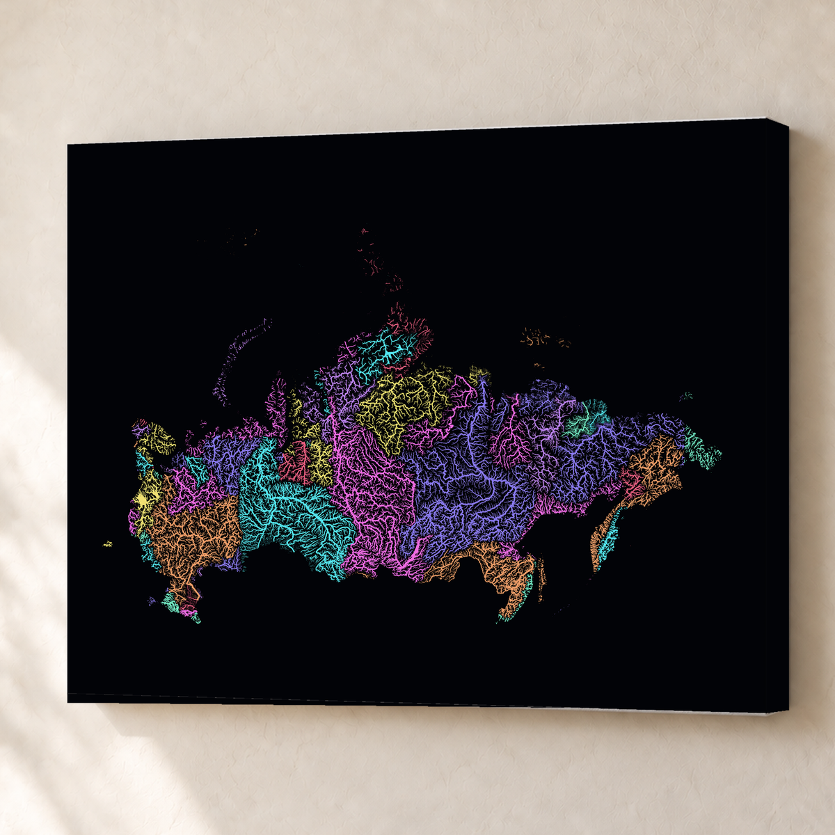 Beautiful Rivers — Rússia — Neon por território, Canvas · 60 × 80 cm, Sem margem