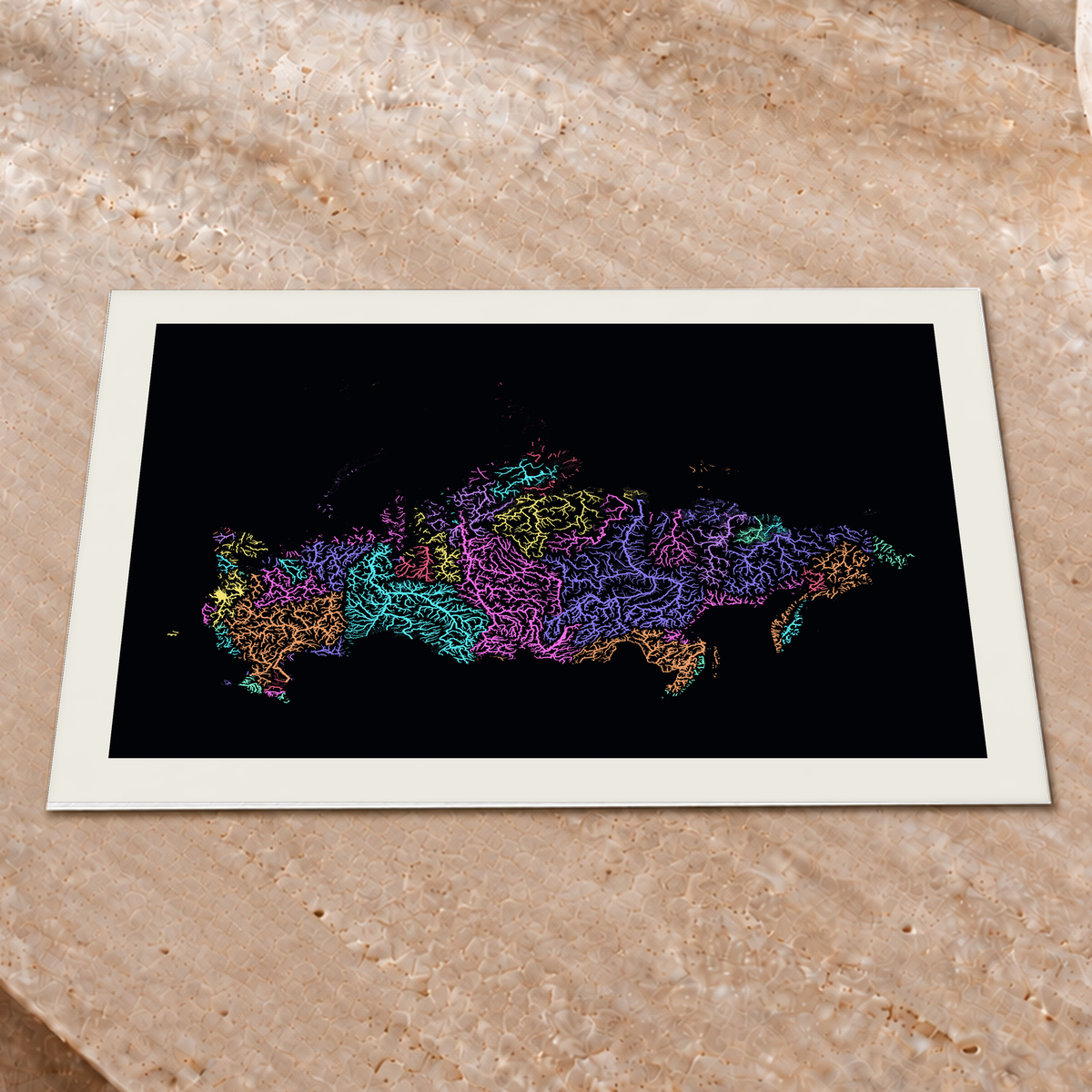 Beautiful Rivers — Rússia — Neon por território, Impressão fine art · 30 × 40 cm, Margem branca